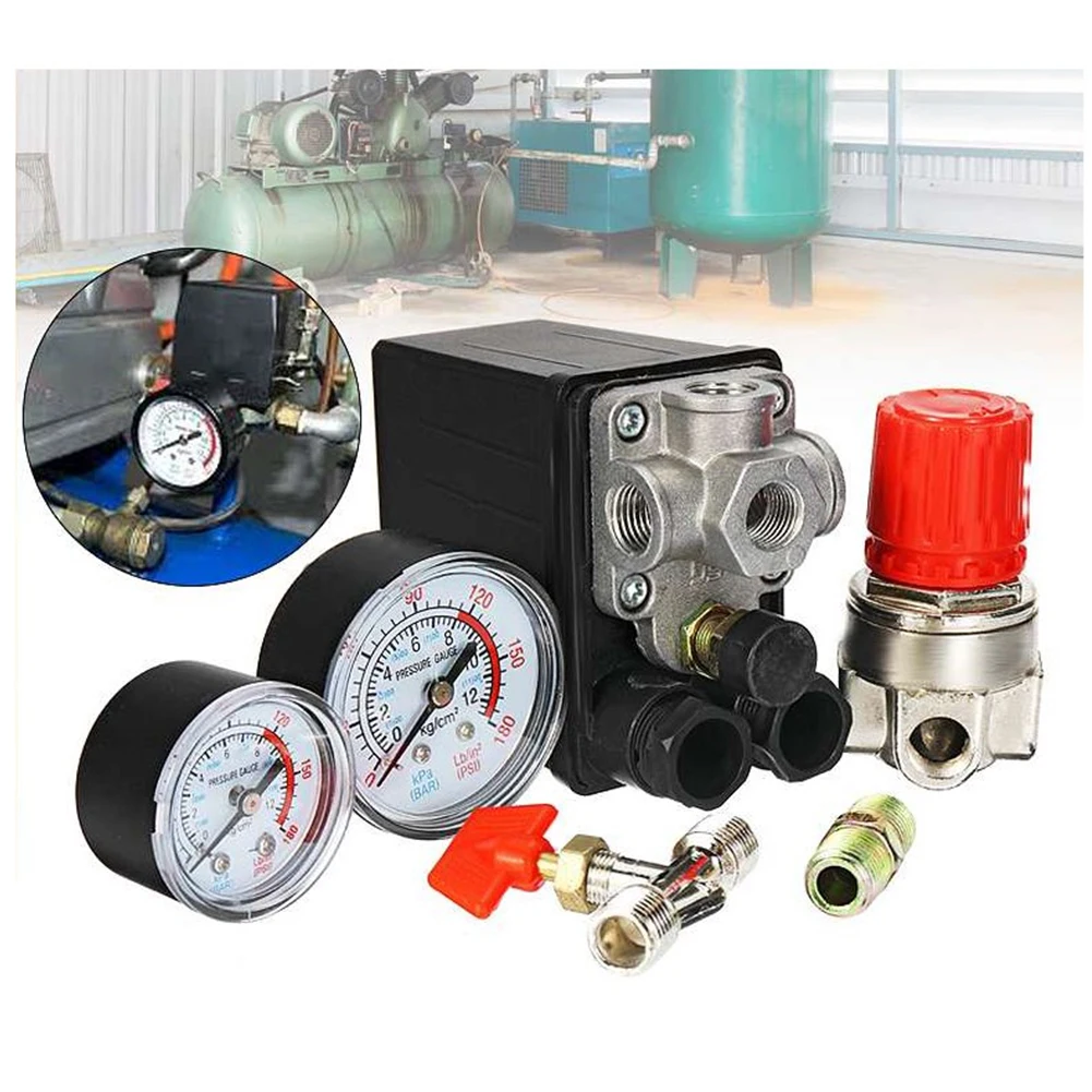 

90-120PSI Pressure Regulating Valve&Pressure Gauge&Air Compressor Pressure Switch Control For Save Electric Energy