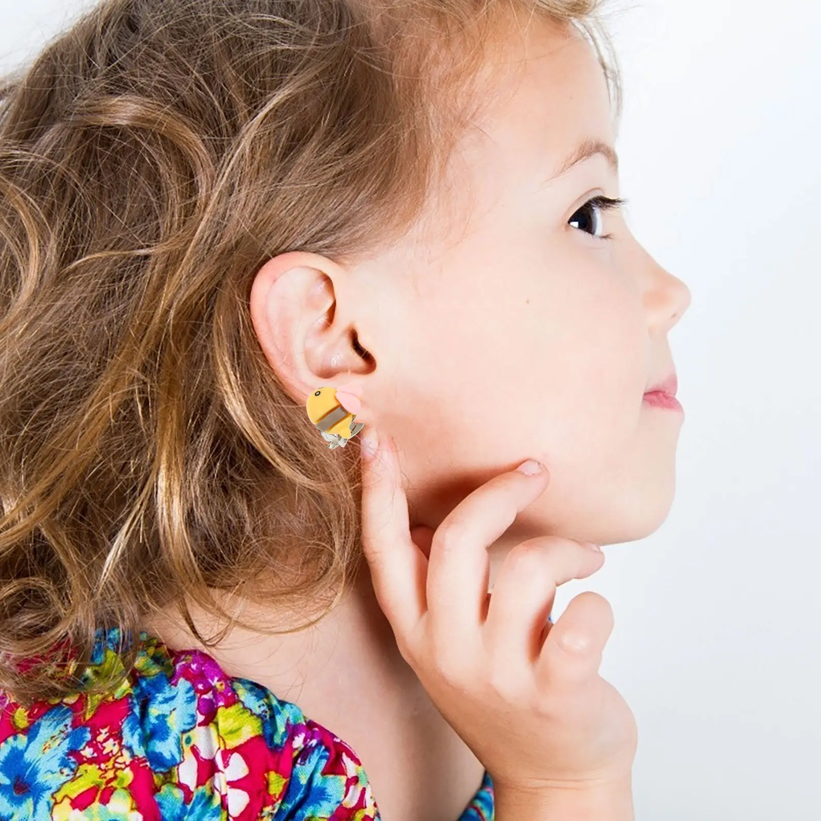 

5 Pairs Girl Children's Earrings for Kids Stud Plastic Little Girls Clip on Cartoon