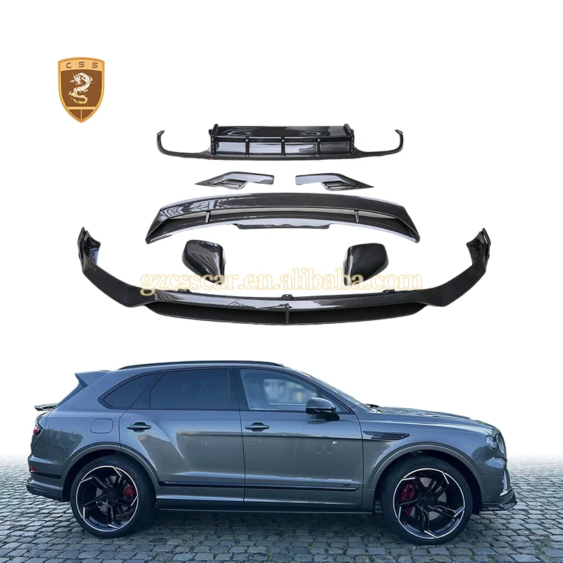 Kit de Carrocería Estilo Lar-t 2020-2025 para Bentley Bentayga, Fibra de Carbono Seca, Alerón Delantero, Difusor Trasero, Espejos, Alerón Trasero