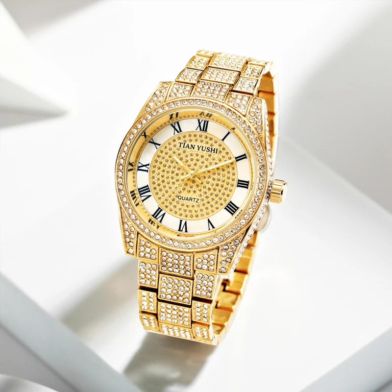 

2025 Мужские кварцевые часы с бриллиантами, модный тренд, ночник в стиле хип-хоп, водонепроницаемая функция, мужские кварцевые часы