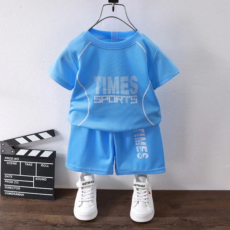 

Boys Sportswear Girls Quick-Dry Two-Piece Shorts Set Medium Large Children's Clothing Wholesale Kids Short-Sleeve Sports Uniform