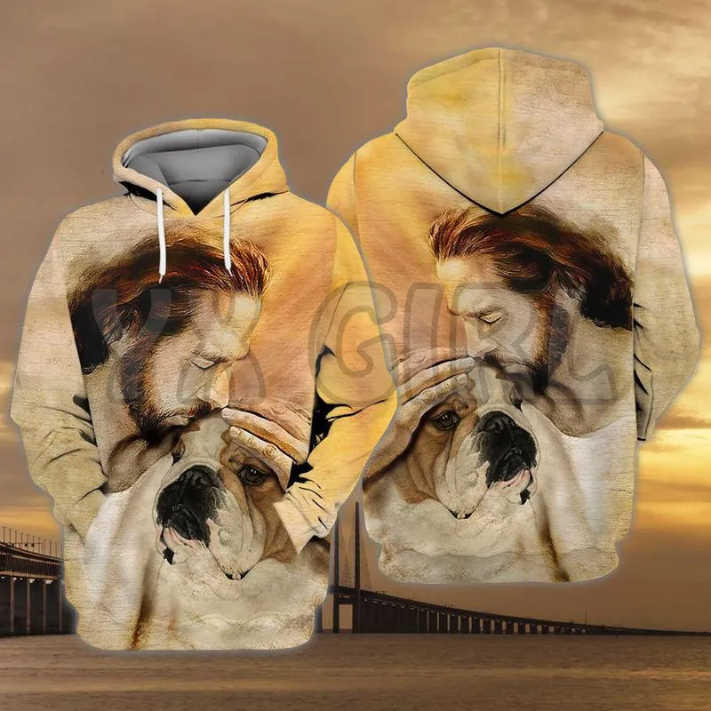 Gembala Jerman dengan Tuhan Hoodie Cetak 3D Uniseks Pullover Hoodie Anjing Lucu Olahraga Jalanan Kasual