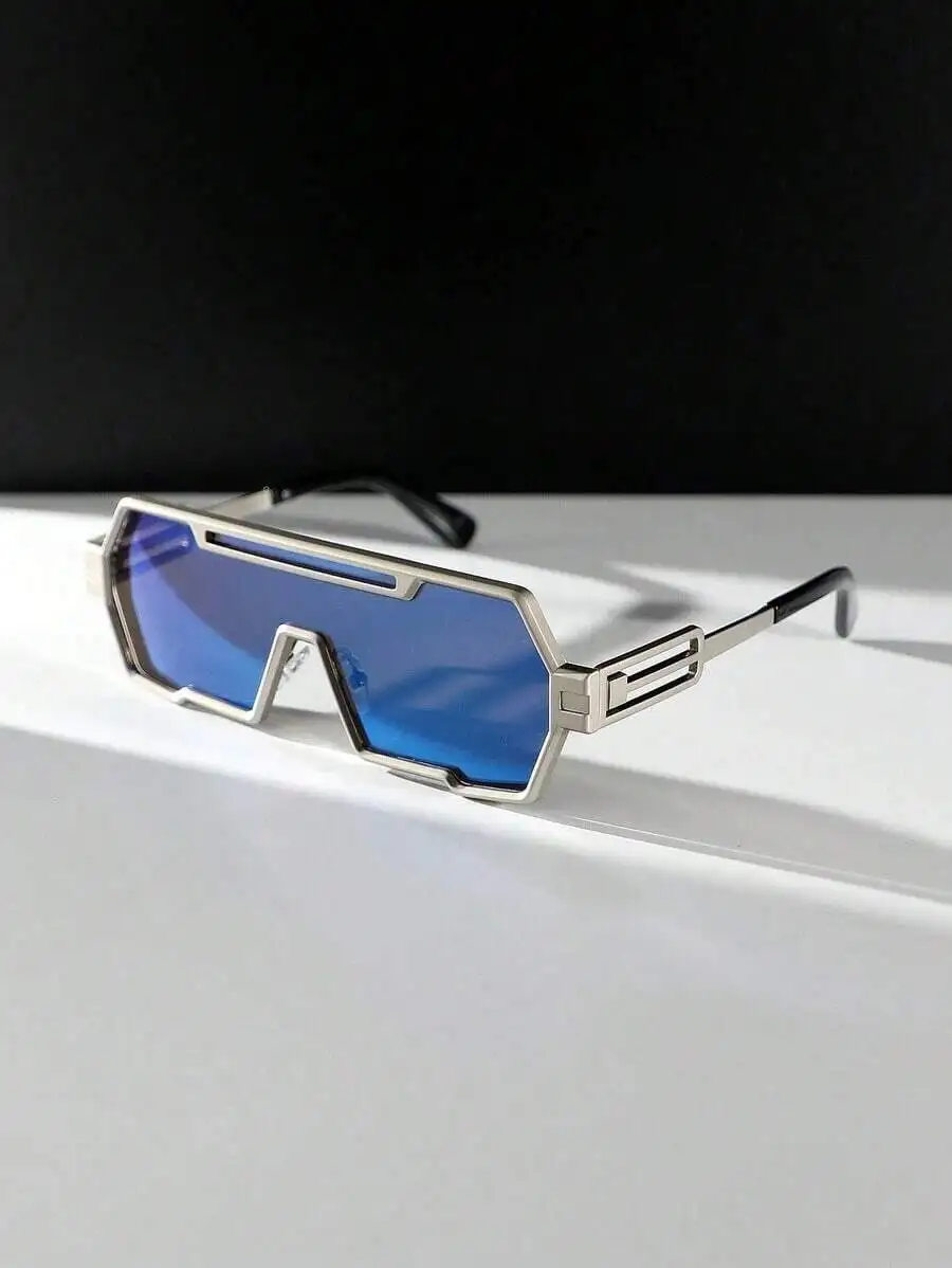 

Men Metal Frame One-Piece Shield Sunglasses Fashion Street Style Outdoor Travel Accessories