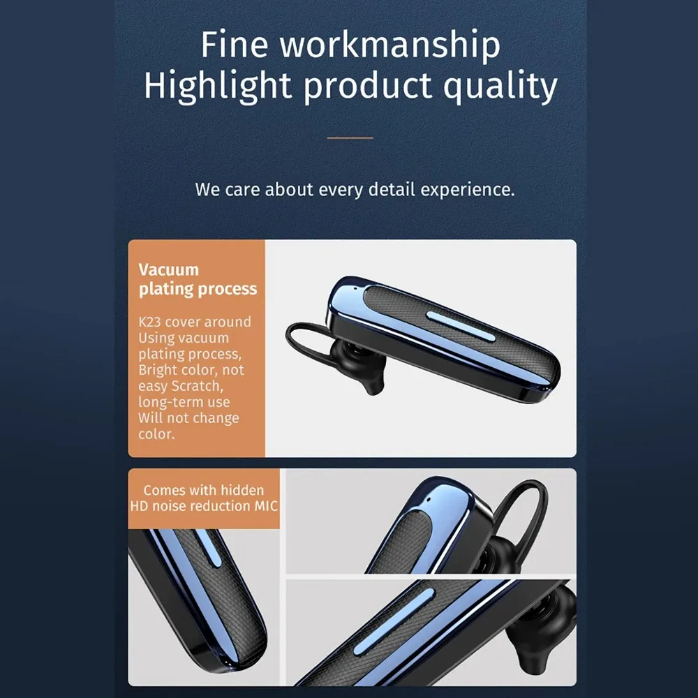 

Portable Ear Hook E1 Wireless Bluetooth Earphone Earbuds Mic Business Headphones Long Standby in-ear E1 Bluetooth Headset Gaming