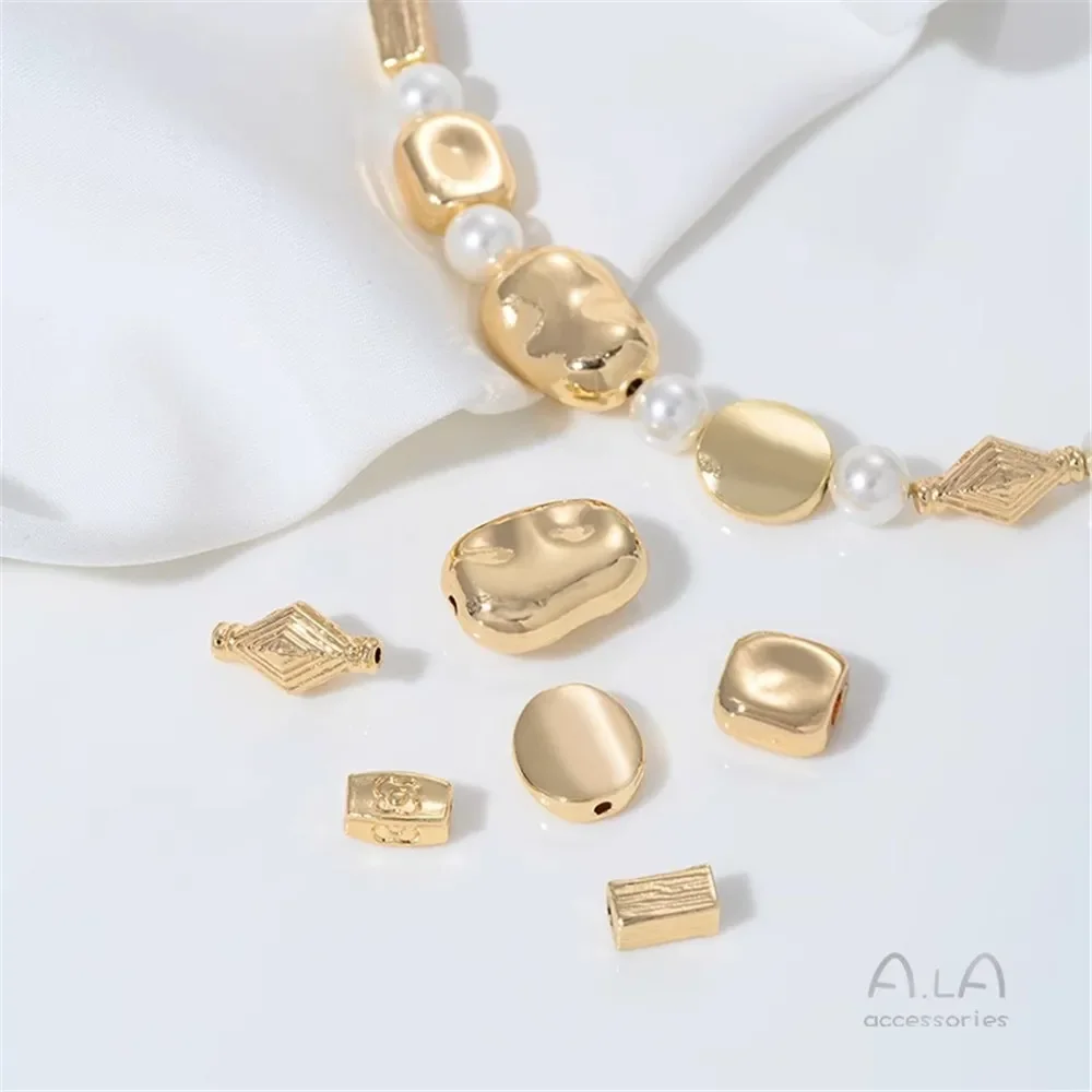 Z457 14K金メッキ模造バロック不規則石ビーズ手編みビーズDIYネックレスブレスレットジュエリーアクセサリー材料