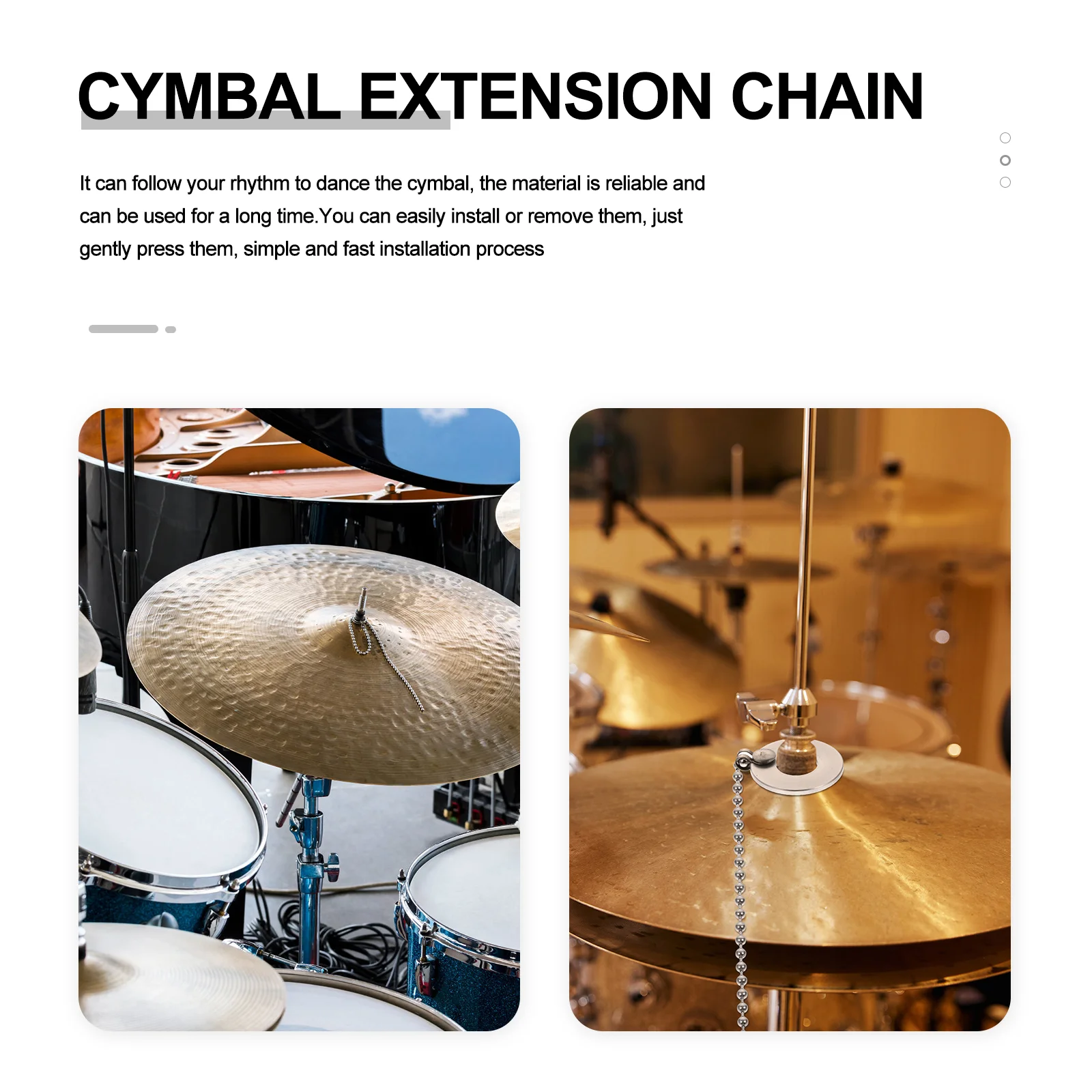 Cymbal Sustain Chain Sizzler for Ride Rattler Crash Drum Accessories Extension Kit Jazz