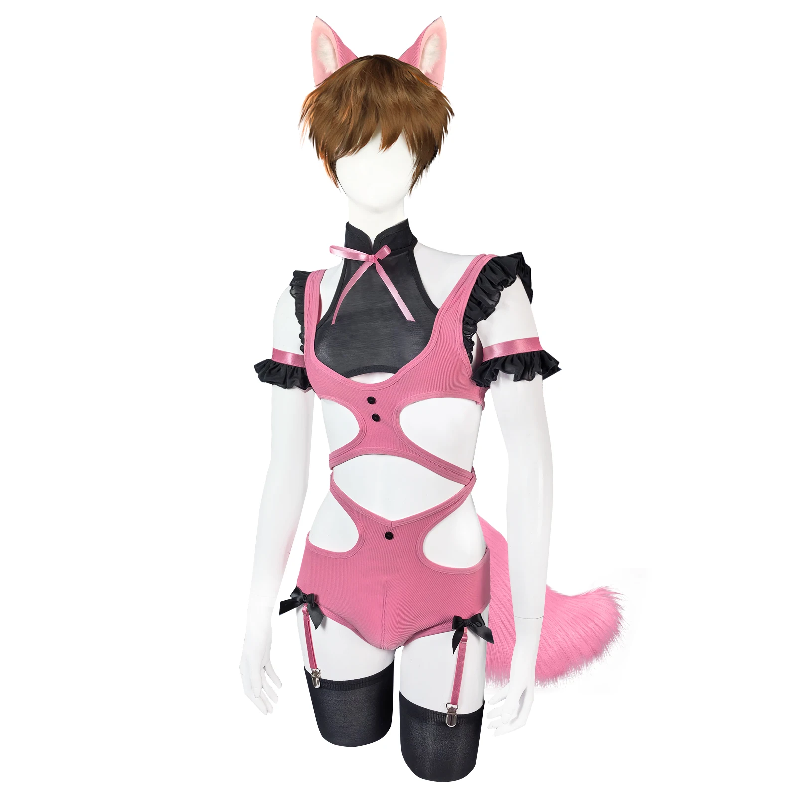 Cosplay Costume — Pink Panther Jumpsuit (7-Piece Set) | Bodysuit | Anime/2D Style | Halloween Party | Men's Cosplay Attire