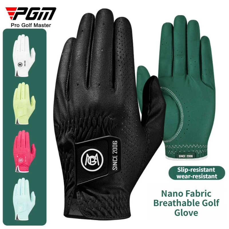 PGM New Men Golf Gloves, Nano Microfiber Cloth with Breathable Holes, Anti Slip Left Hand Golf Gloves In Stock for Golf Training