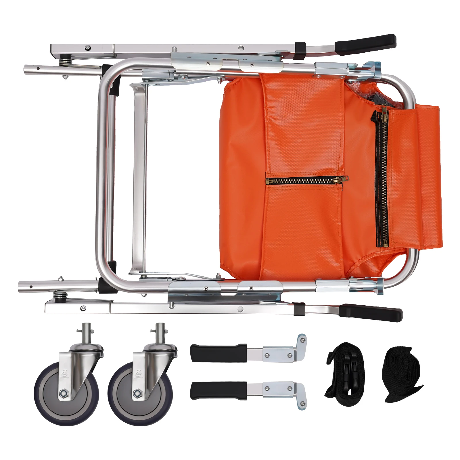 كرسي رفع سلالم من الألومنيوم خفيف الوزن وقابل للطي، كرسي سلم، بعجلتين لكبار السن، سعة تحميل 350 رطلاً (برتقالي)