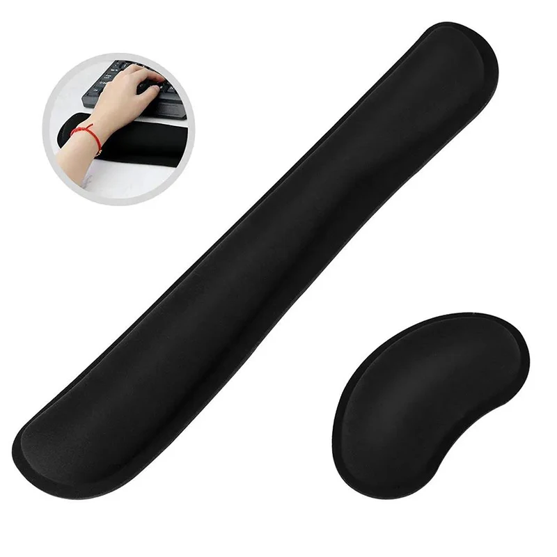 Keyboard Wrist Rest Pad Mouse Pad Memory Foam Superfine Fibre For Typist Office Computer Gaming Keyboard Raised Platform Hands