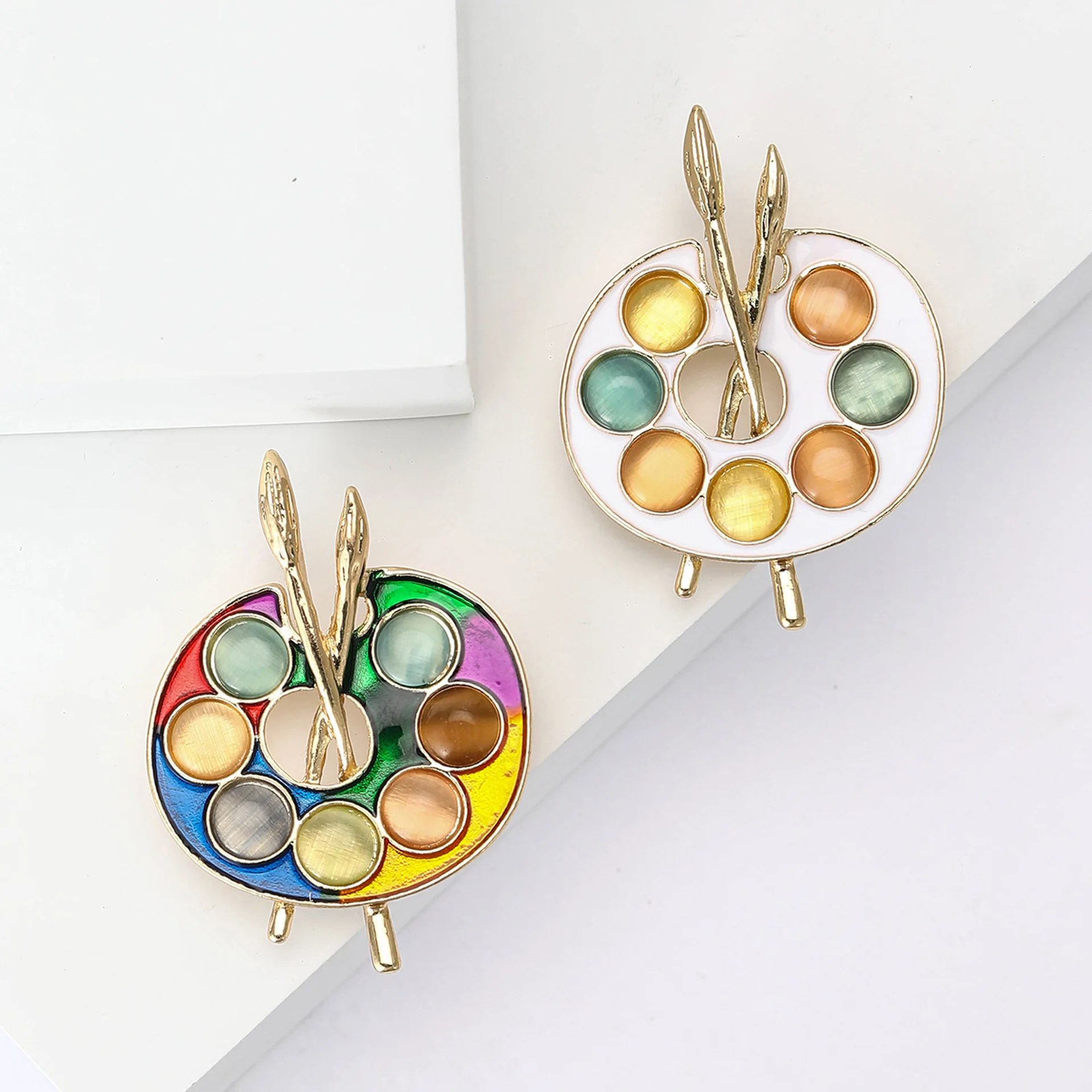 Paint Color Palette Brooch Ladies Unisex 2-Color Paint Lover Pin Set Party Casual Brooch Gift