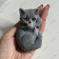 Lying Cat Kitty Taba Squishy Silicone Fuzzy Handmade Kitten Mushy Cat Squeeze Toy Mochi Toy Hand Relax Stress Release Gift Toy