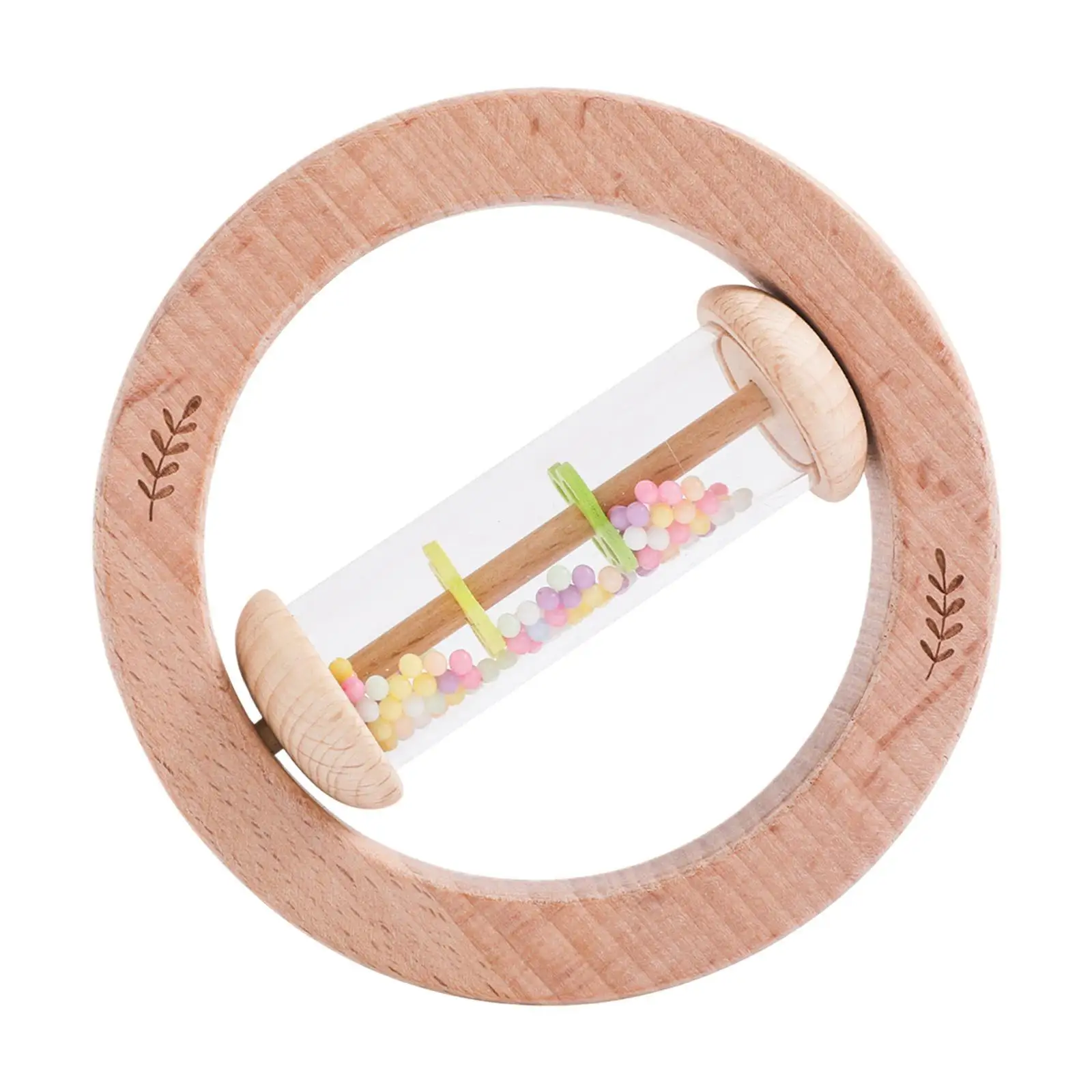 Wooden Rattle Practical Developmental Wood Rings Grasping Wood Teether Toy for 1 Year Old Infants Toddlers Boys Girls Babies