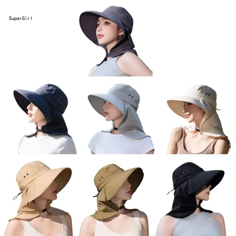 

Sun Hat with Neck Flap Adjustable Fashionable Sports Hat with Neck Cover J78E