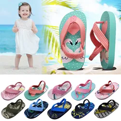 Summer Boys Girls Sandals Casual Children Kids Shoes Breathable Soft Sole Open Toe Elastic Band Beach Sandals Cute Flip Flops