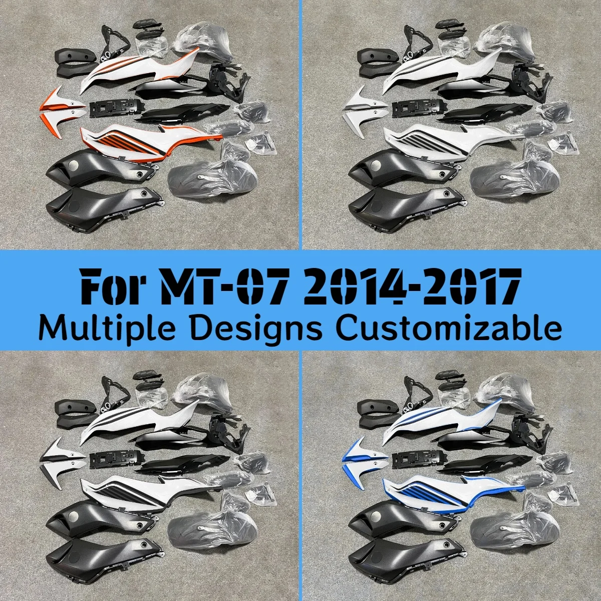 

Для YAMAHA FZ-07 MT-07 2014 2015 2016 2017 обтекатели для мотоцикла MT07 14 15 16 17 хорошее качество ABS комплект обтекателей для кузова
