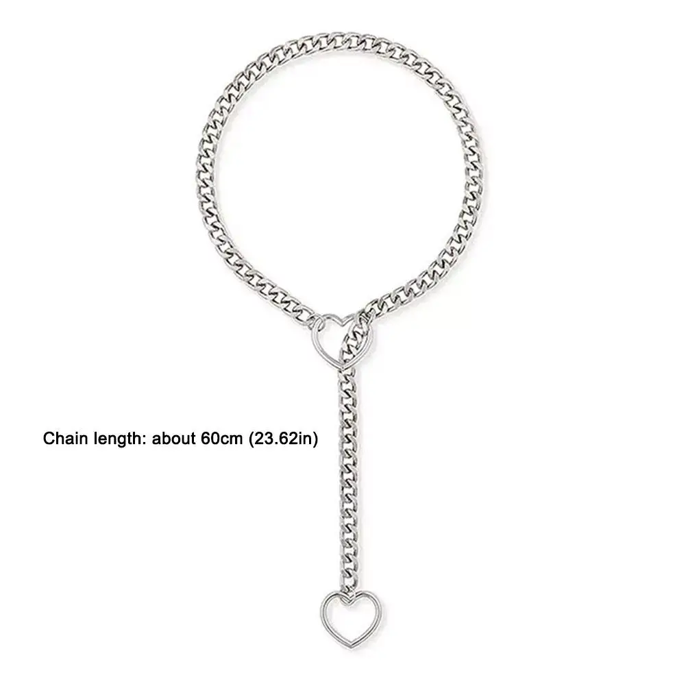 Heart Star Circle O Slip Chain Necklace Retro Punk Metal Chain Necklace Trendy Hip-hop Chain Choker Adjustable Girls Gifts