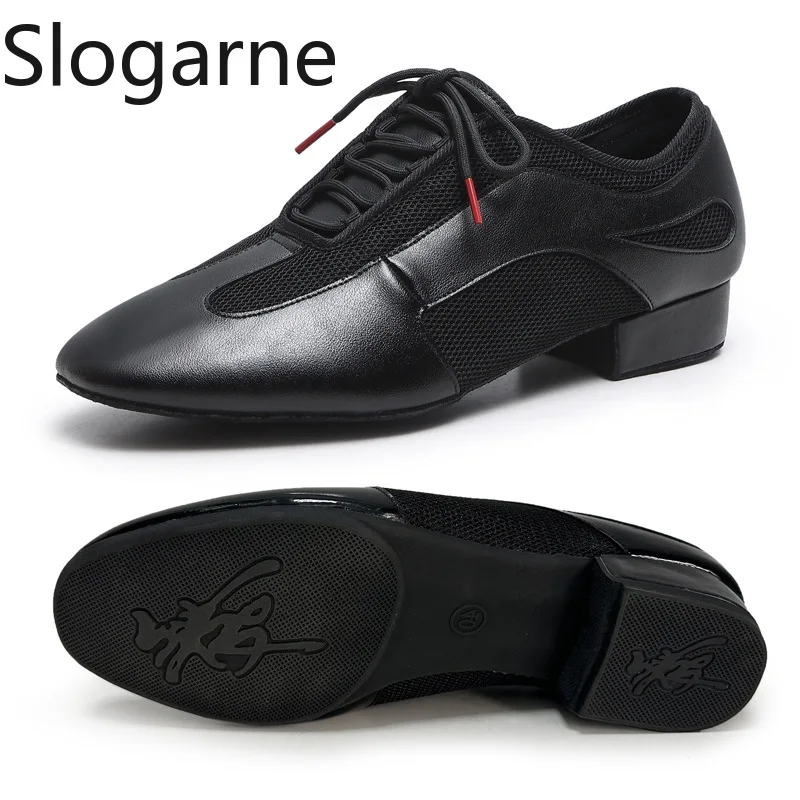 2026 Men Leather Latin Shoes Male 2.5 3cm Heels Jazz Tango Ballroom Dance Shoes Boys Genuine Salsa Waltz Dance Spoprts Sneakers