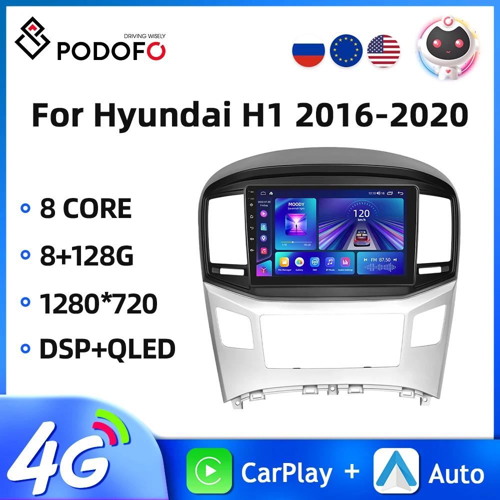 

Podofo 9Inch 2Din Car Radio For Hyundai H1 2016-2020 Multimedia Video Player Android 11 Carplay Auto GPS Navigation 4G WIFI