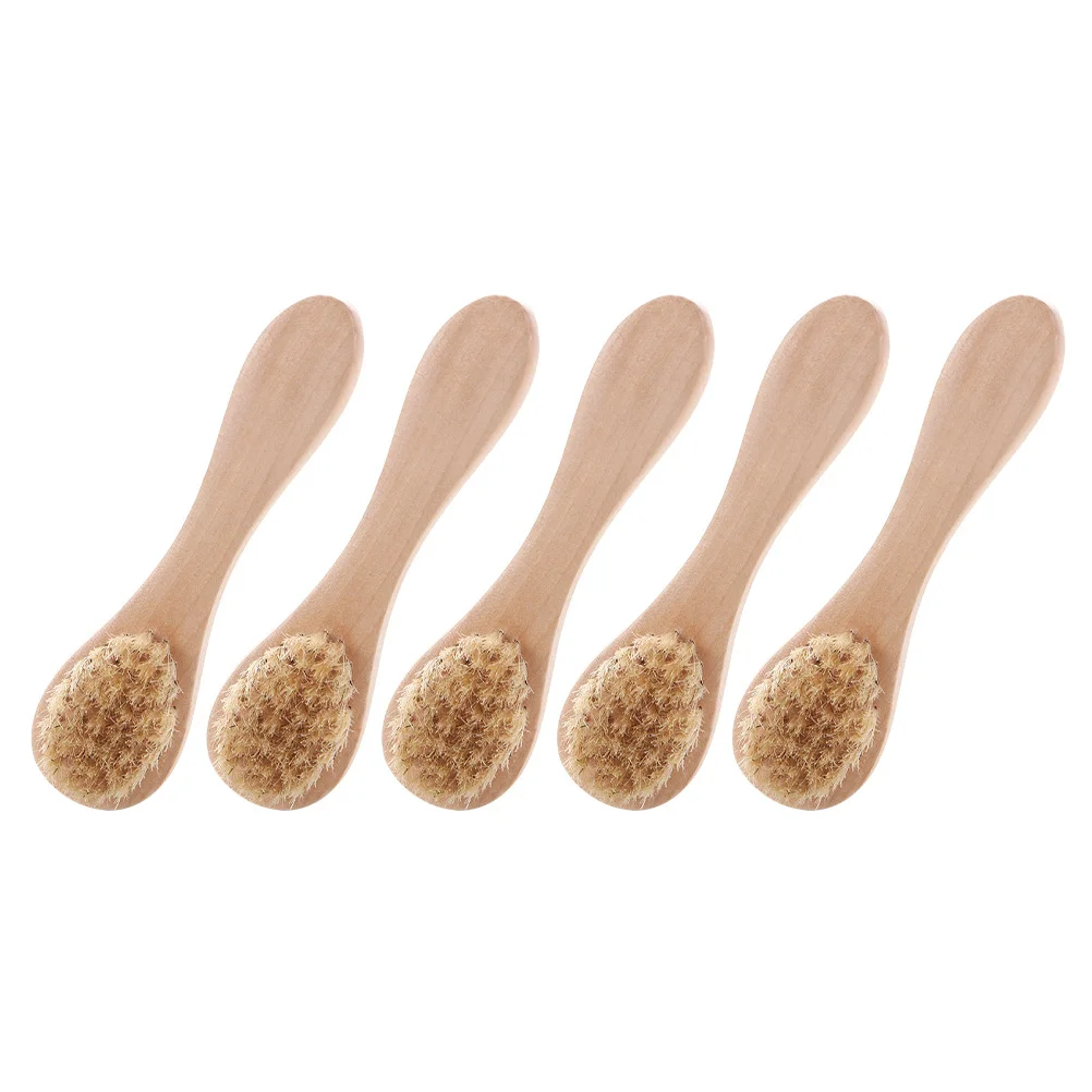 5 Pcs Face Brush Women Facial Wooden Skin Care Tools Scrubber Pore Deep Cleansing Washing Cleaner Home Oil Cleanser for