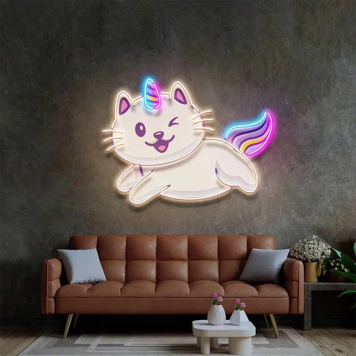 

Cat Unicorn Flying Neon Sign Cartoon Cute Animal Bedroom Dimmable Sign Game Room Wall Art Decor Kids Baby Birthday Gifts