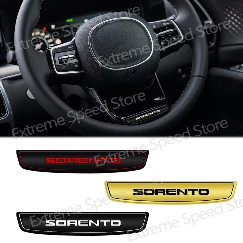 Auto Metal Sorento Logo Emblem Decor 3D Car Steering Wheel Center Console Interior Sticker  Decal Accessories