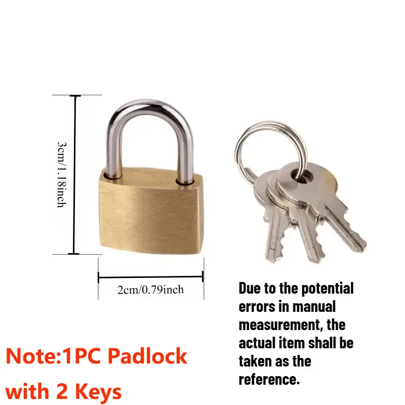 1 Pack Mini Padlock Small Padlock Solid Brass Locks With 2 Key For Luggage Lock,Backpack,Gym Locker Lock,Suitcase Lock
