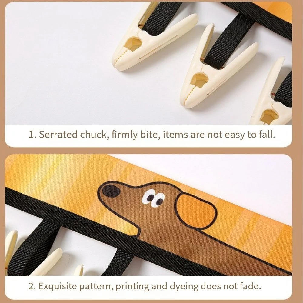 6 Clips Folding Clothes Hangers Multifunctional Space-saving Portable Socks Clip Rack Hanging Cartoon Hats Organizer Rack Scarf