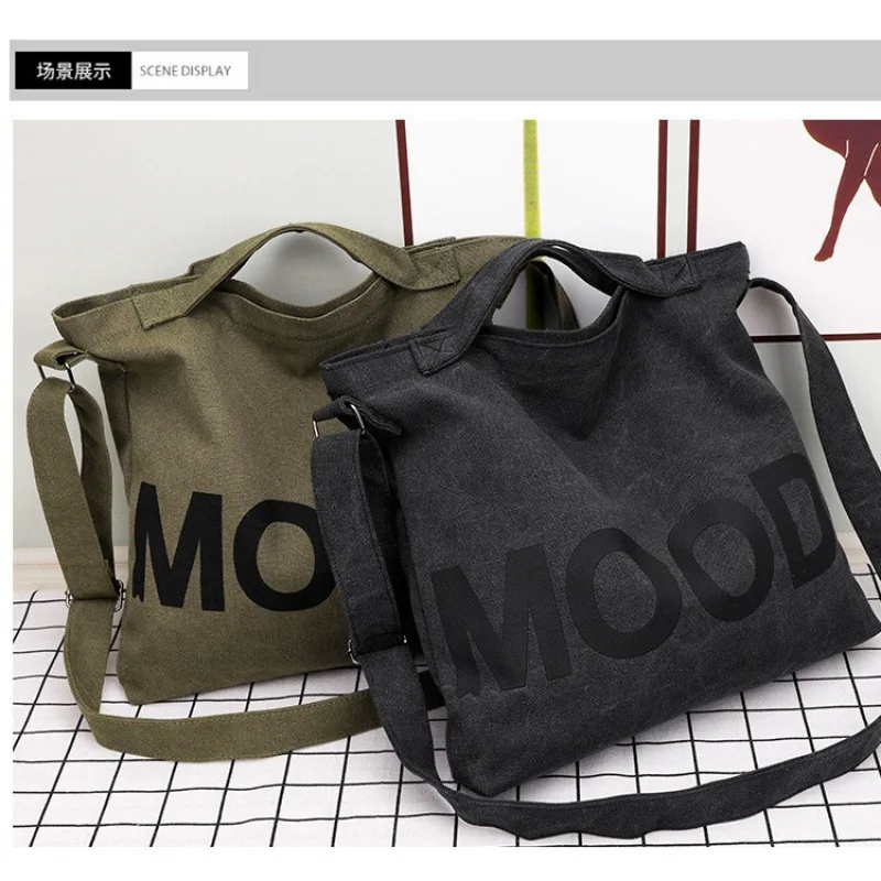 Top Canvas Bag Youth Men Shoulder Bags Large Capacity Hand Bags Letter Printed Crossbody Bags for Women Students School Bags