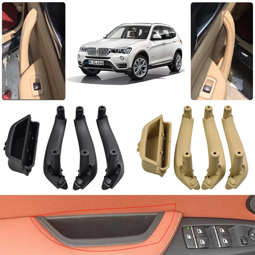 Car Styling Inner Door Pull Handle Trim Cover LHD For BMW X3 X4 F25 F26 2010-2017 Interior Door Handle Panel Pull Trim Cover