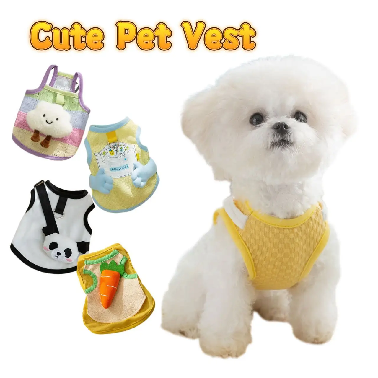 

Cute Dog Cartoon Clothes Summer Vest For Small Medium Dogs Cats Comfortable Breathable Costume Puppy T-Shirt Dog Accessories