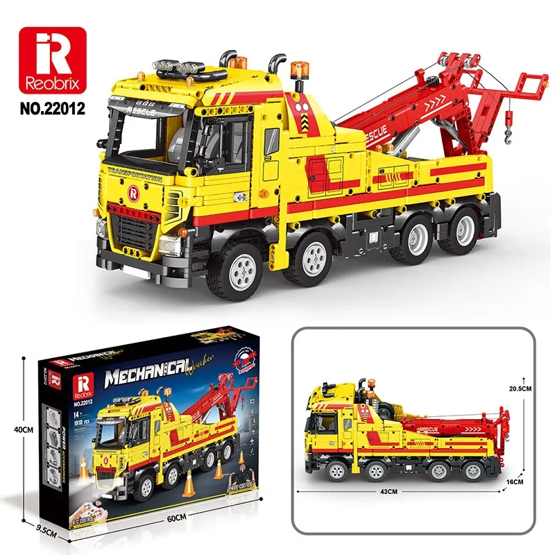 1910PCS Wrecker TECHNISCHE RC Auto Bouwstenen Rescue Truck STEM Techniek Afstandsbediening Auto Model Bricks Kinderen Speelgoed Geschenken