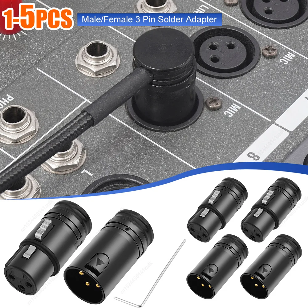 Compact XLR Microphone Solder Adapter with Wrench