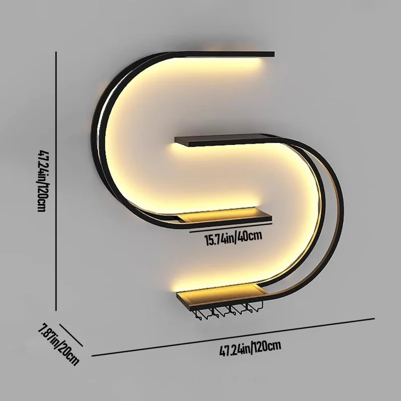 4-Tiers Floating Wine Bottle Stand with LED Light Metal Bottle Display Wine Rack with Glass Holder for Kitchen Living Room Home