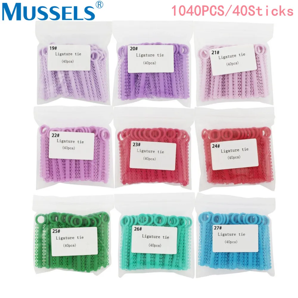 1040PCS=40Sticks Dental Orthodontic Elastic Ligature Ties Colorful Bands for Brackets Braces Dentistry Treatment Elastomeric Tie