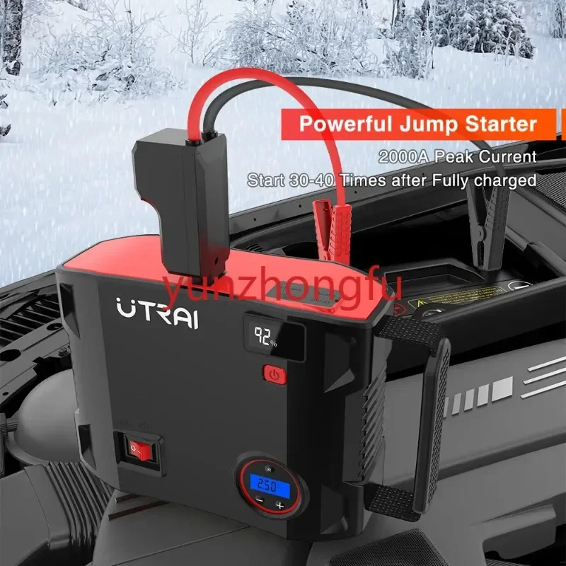 Utrai Car Jump Starter 59.2wh Power Bank 12V BatteryCharger Booster with Tire Air Pump LED Light Emergency Tool Starting Device