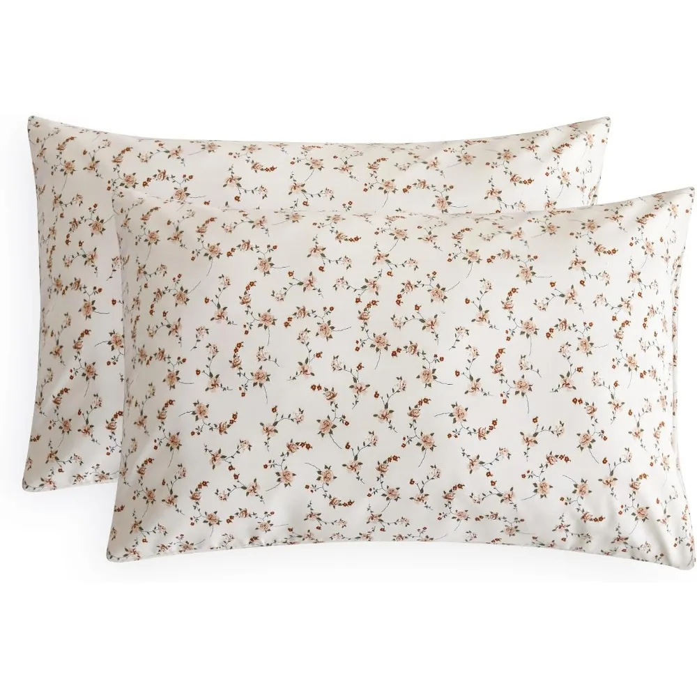 

Floral Pillow Cases, Shabby Chic Coquette Cottagecore Aesthetic Cute Rose Flower Pattern, Set of 2 Soft Pillowca