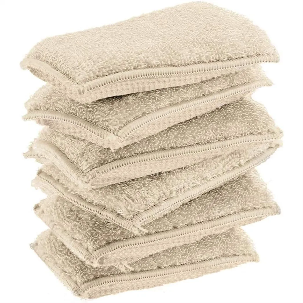

Bamboo Kitchen Sponges for Dishes, Natural Cleaning Sponges with Super Absorbent, 6 Pack Beige