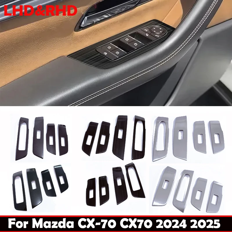 

LHD RHD For Mazda CX-70 CX70 2024 2025 steel Door Armest Window rise Switch Glass lift Control Panel Cover Interior Accessories