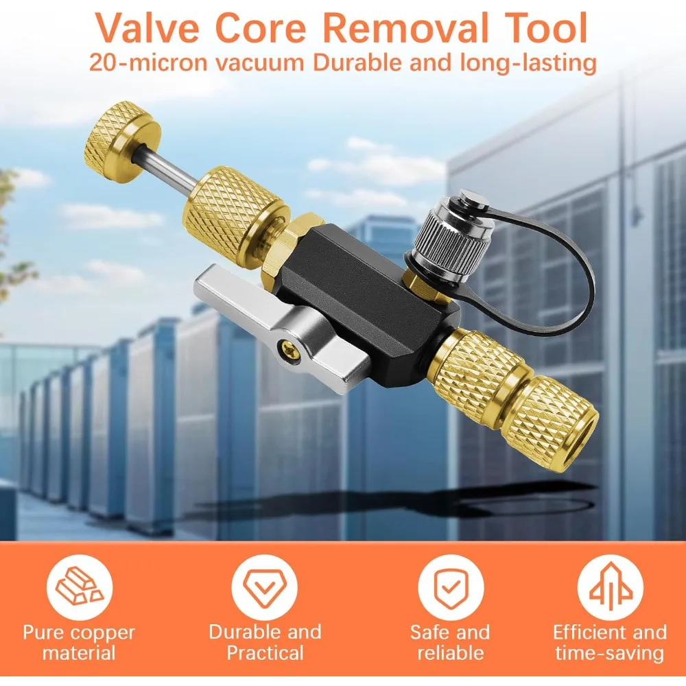 Valve Core Removal Tool Brass Fast Recovery Evacuation O-Ring Ball Valve Seal HeavyDuty Magnetic Cap For Air Conditioning