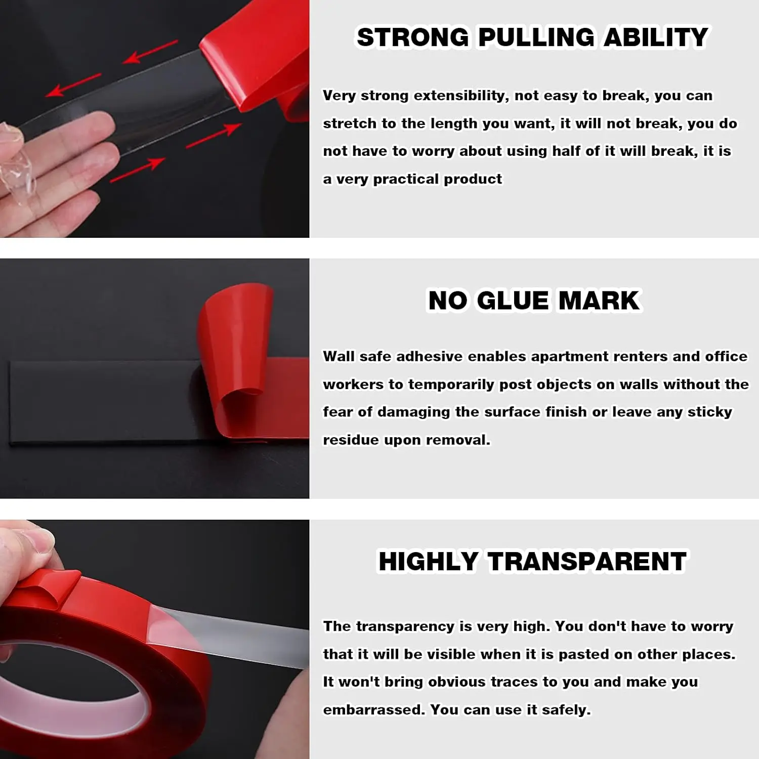 شريط مزدوج الجوانب، شريط تثبيت عالي التحمل للصور، شرائط تعليق سميكة للجدران، ملصق للسيارات في الهواء الطلق #6
