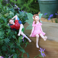 2pcs sweet stargazing couple flower fairy statue, courtyard living room love atmosphere sculpture, spring garden fairy tale love