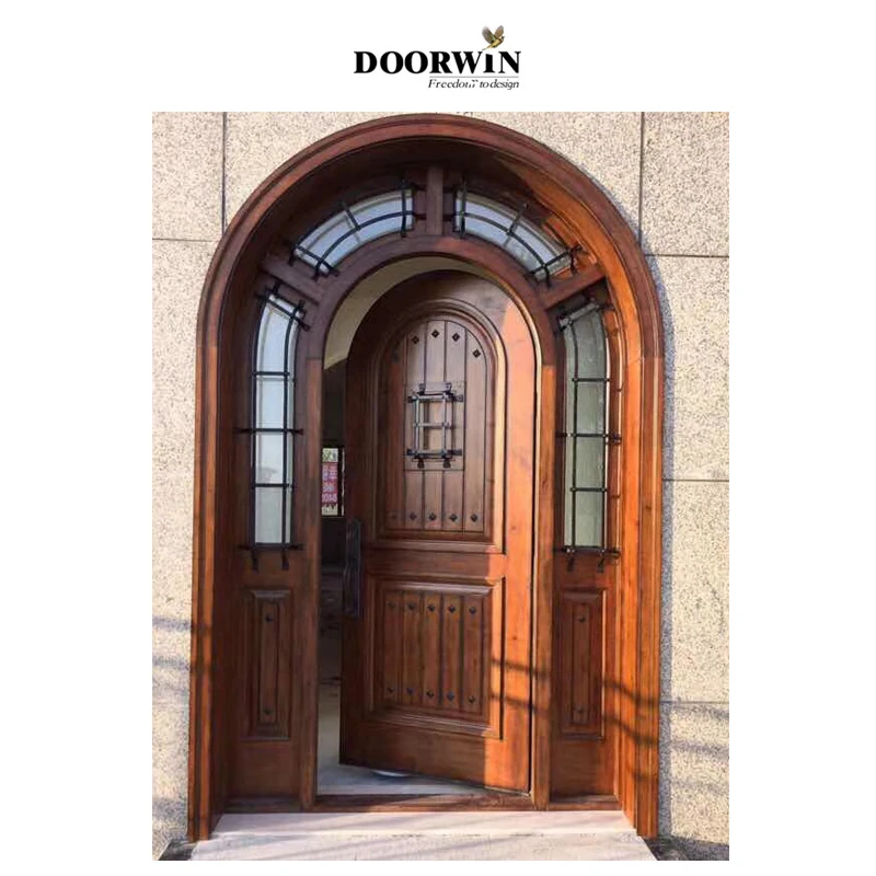 Porte d'entrée en bois massif personnalisée avec cadre en bois double vitrage, dernier design, Texas Doorwin, offre spéciale