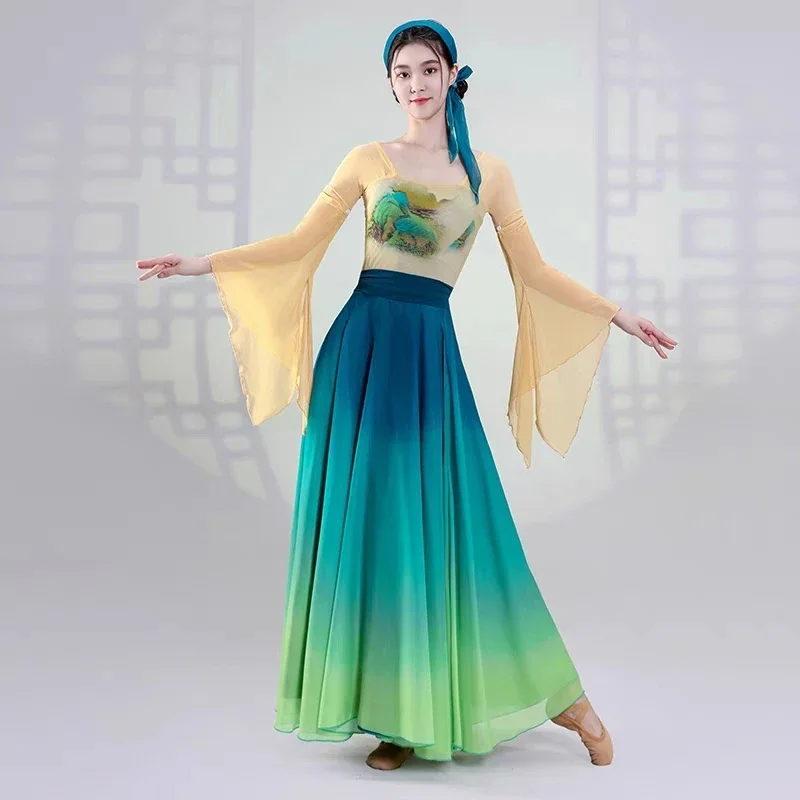 

Classical Dance Costume for Women Professional Performance Costume Practice Suit National Fan Dance Clothing Yangko Hanfu Dress