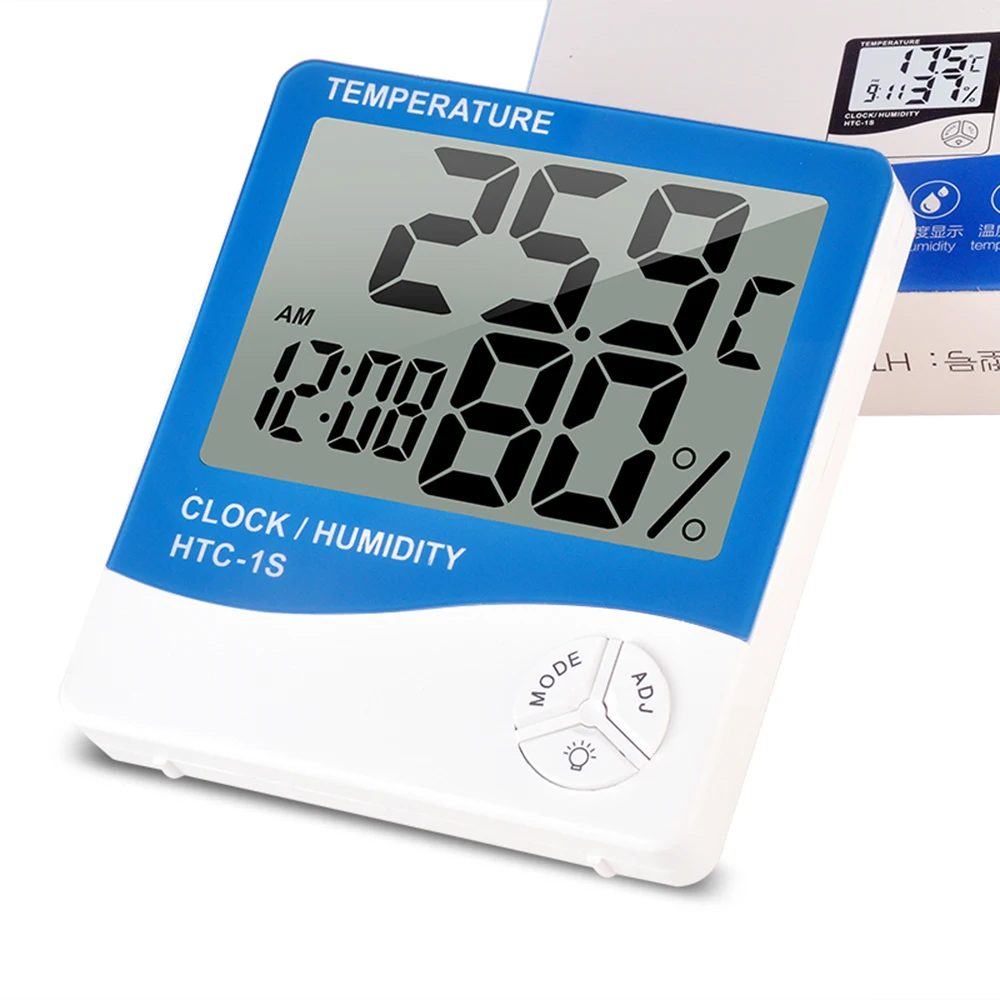 HTC-1 HTC-1S LCD Electronic Digital Temperature Humidity Meter Indoor Outdoor Thermometer Hygrometer Weather Station Clock