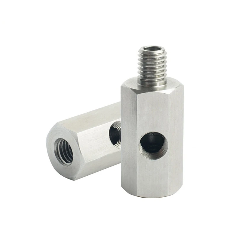 Stainless Steel Oil PressureOxygen  Senso Connector Side Holes 1/8 NPT And M10x1.5 Adapter Fitting With Gasket