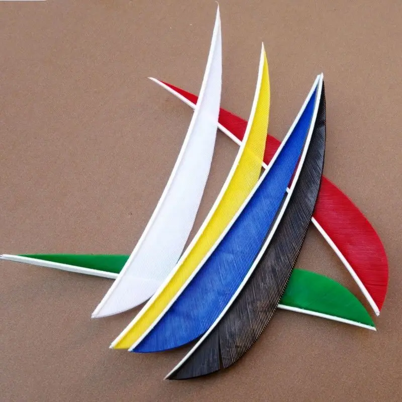 50 Pcs 4 Inch Water Drop Shape Archery Turkey Feather Right Wing Arrow Fletch Vanes For DIY Shooting Hunting image 2