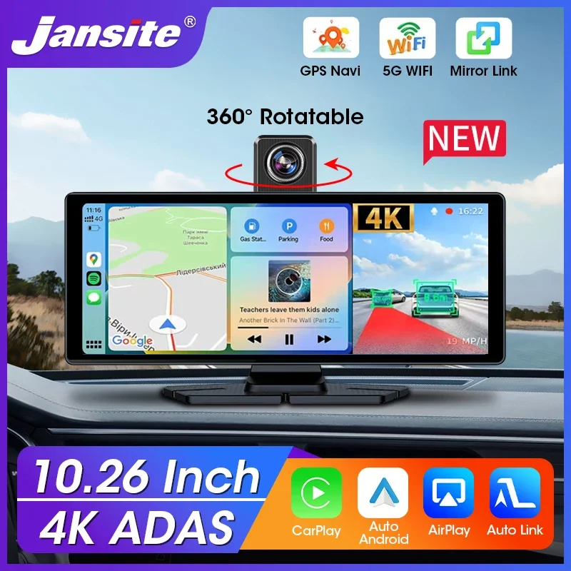 10.26 Inch ADAS Dashcam Carplay Android Auto 4K Car DVR Video Recorder Rearview Camera Monitor Black Box Smart Automobile System