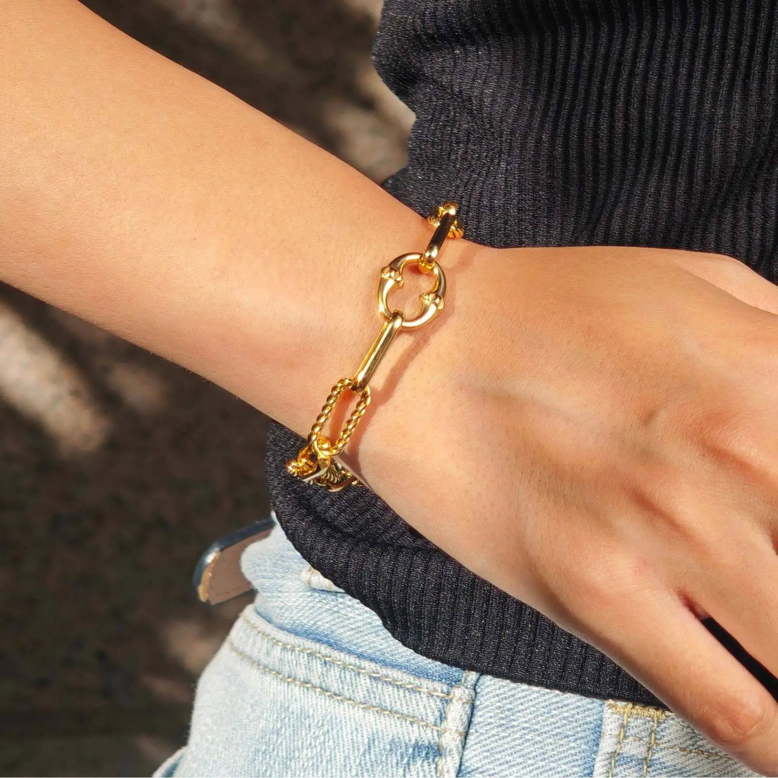 

Statement Paperclip Chain Bracelet for Women, Unique Hand-made Stainless Steel Link, Fashion Autumn Waterproof Jewelry