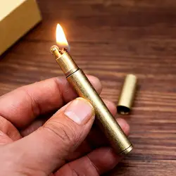 Portable Slim kerosenes lighter Full brass Refillable Oil Lighter Fine Fuel Cigarette Lighter